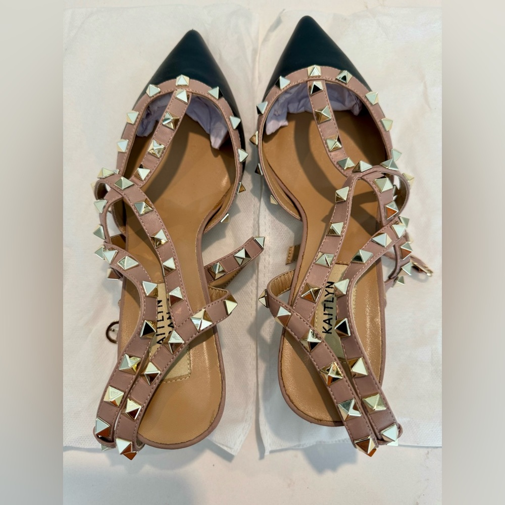 Kaitlyn Pan Black and Nude Heels | Size 8.5